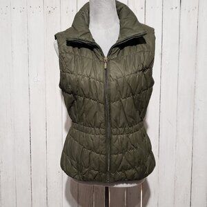 Coldwater Creek XS Puffer Vest Green Gorpcore Earthy Cozy Cabin Rustic Granola